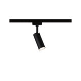 Black metal LED spotlight on track system for flexible room lighting solutions