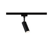 Black metal LED spotlight on track system for flexible room lighting solutions