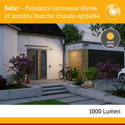 Éclairage solaire extérieur à haute puissance lumineuse avec lumière blanche chaude pour maison