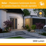 Éclairage solaire extérieur à haute puissance lumineuse avec lumière blanche chaude pour maison