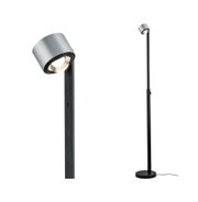 Lampadaire LED avec base en métal noir et tête en aluminium argenté pour un éclairage moderne
