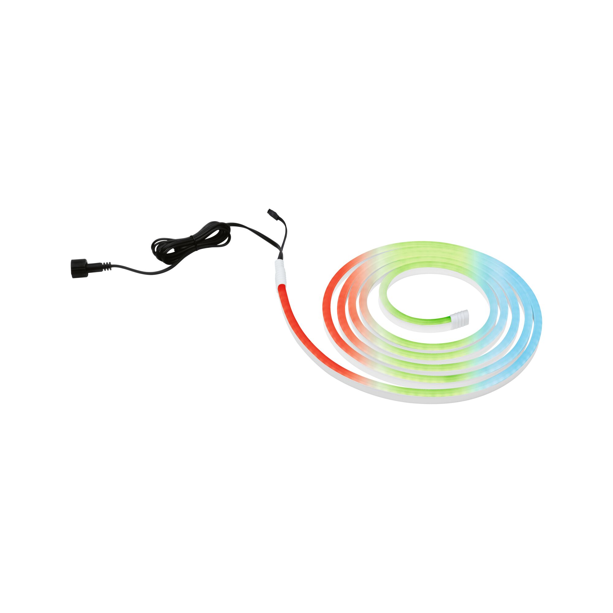 Bunt leuchtendes LED-Lichtband mit Anschlusskabel, flexibel und farbwechselnd für dekorative Beleuchtung