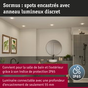 Sormus spots encastrés avec anneau lumineux discret, indice de protection IP65 pour salle de bain et extérieur