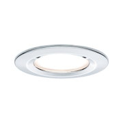 Rundes Einbau-LED-Leuchtmittel mit chromfarbenem Rahmen und warmweißem Licht für moderne Innenräume