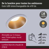 Spot LED encastrable lumière blanc chaud 2700K avec variation sur 3 niveaux pour ambiance