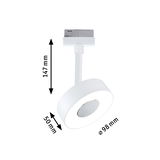 White metal LED spotlight with 98 mm diameter and 147 mm height for modern lighting