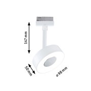 Weißer LED-Spot aus Metall mit 98 mm Durchmesser und 147 mm Höhe für moderne Beleuchtung