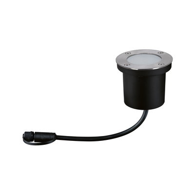Spot LED rond en métal noir avec cadre en acier inoxydable et câble pour éclairage extérieur