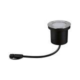 Spot LED rond en métal noir avec cadre en acier inoxydable et câble pour éclairage extérieur