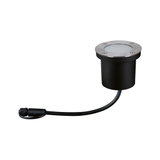 Spot LED rond en métal noir avec cadre en acier inoxydable et câble pour éclairage extérieur