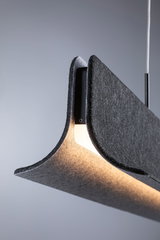 Moderne Pendelleuchte mit grauem Filzschirm und warmweißem LED-Licht für stilvolle Raumbeleuchtung