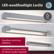 Grijze aluminium LED-wandflitser Lucille met IP44-classificatie voor buitenverlichting