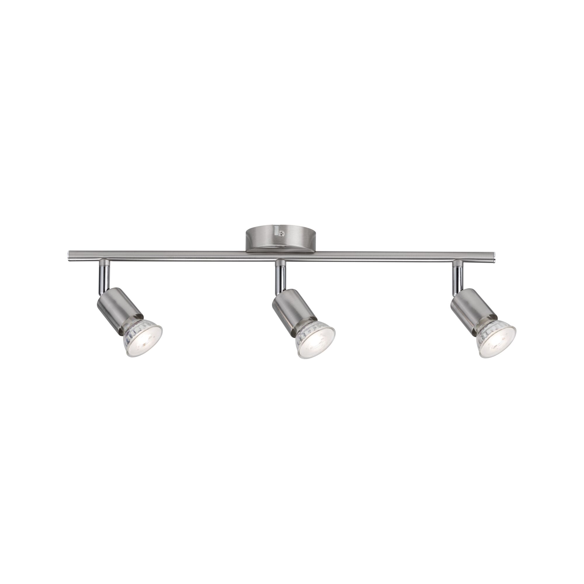 Three-light LED ceiling spotlight in brushed stainless steel for modern home lighting
