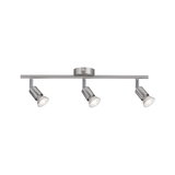 Three-light LED ceiling spotlight in brushed stainless steel for modern home lighting