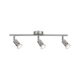 Three-light LED ceiling spotlight in brushed stainless steel for modern home lighting