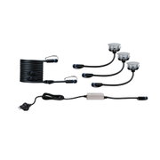 Ensemble d'éclairage LED de jardin noir avec trois spots encastrés, câbles et prise pour éclairage extérieur