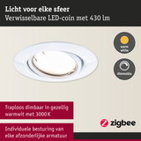 Witte LED-inbouwspot met warm wit licht en dimbare functie voor woonverlichting