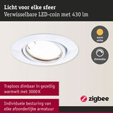 Witte LED-inbouwspot met warmwit licht 3000K en traploze dimfunctie voor sfeerverlichting