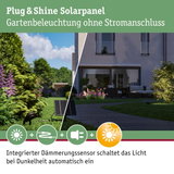 Plug & Shine Solarpanel für Gartenbeleuchtung ohne Stromanschluss mit integriertem Dämmerungssensor