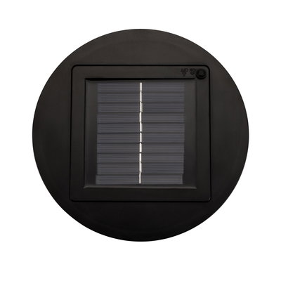 Round black solar panel with on/off switch for energy-saving outdoor lighting
