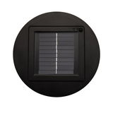 Rundt sort solpanel med tænd/sluk-knap til energibesparende udendørsbelysning