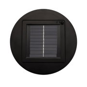 Black round solar panel with on/off switch in plastic for outdoor lighting