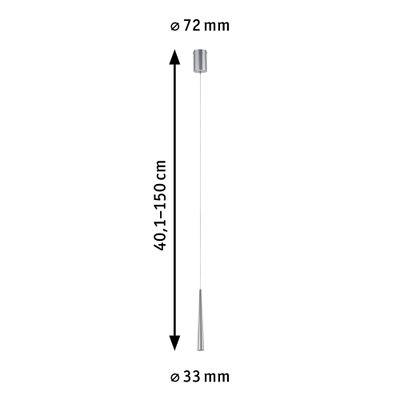 Schmale Pendelleuchte aus Metall in Silber mit verstellbarer Länge 40,1-150 cm für moderne Beleuchtung