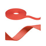 Rotes Textilband aus robustem Material, ideal für Befestigung und Dekoration im Heimwerkerbereich