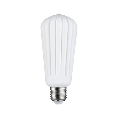 White LED bulb with ribbed glass and E27 base for energy-efficient lighting solutions