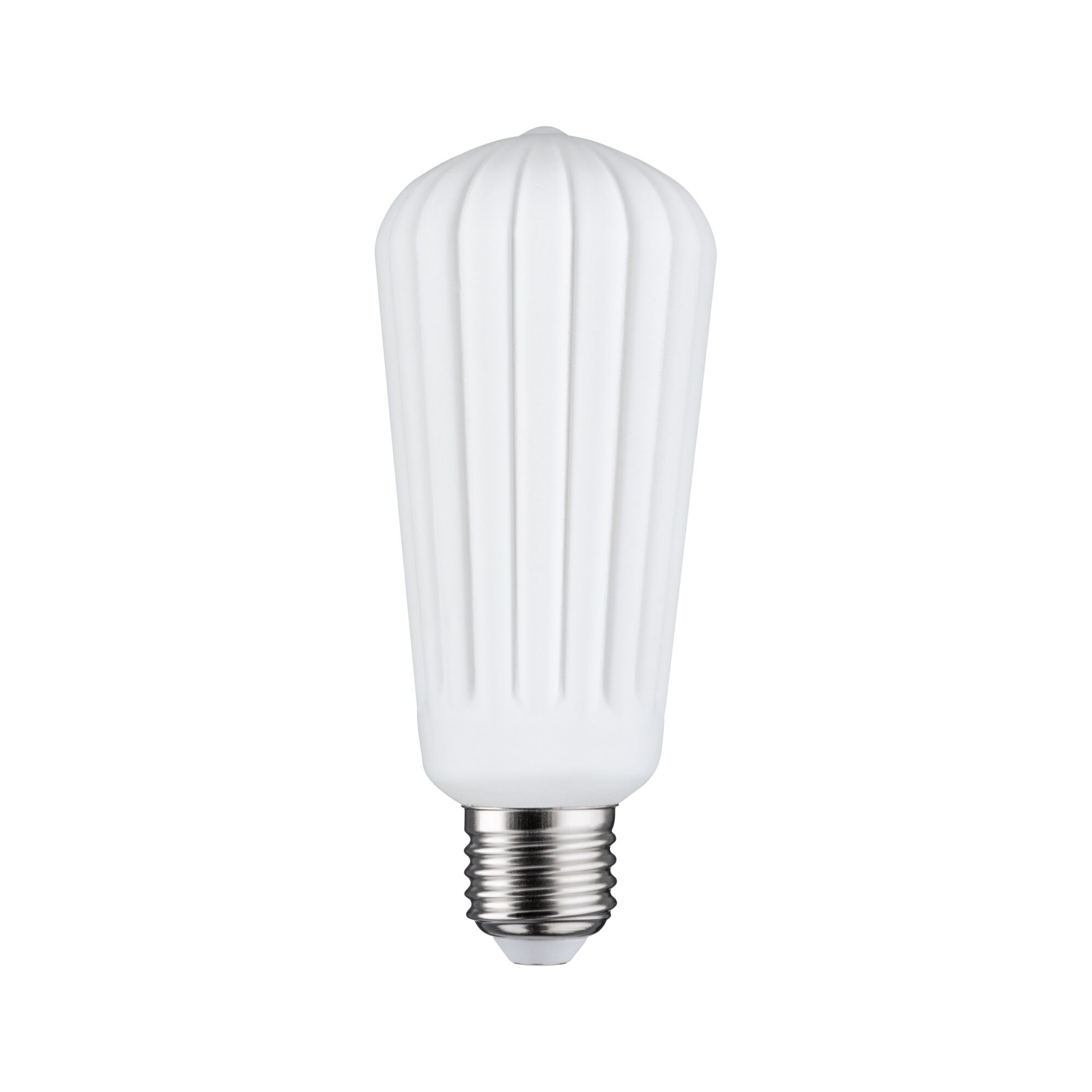 Weißes LED-Leuchtmittel mit geriffeltem Glas und E27-Fassung für energiesparende Beleuchtung