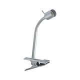 Lampe pince en métal argenté avec col flexible pour un éclairage LED ciblé au bureau