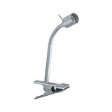 Zilveren metalen klemlamp met flexibele hals voor gerichte LED-verlichting op werkplekken