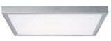 Rechteckige LED-Deckenleuchte mit silbernem Aluminiumrahmen und weißem Diffusor für moderne Beleuchtung