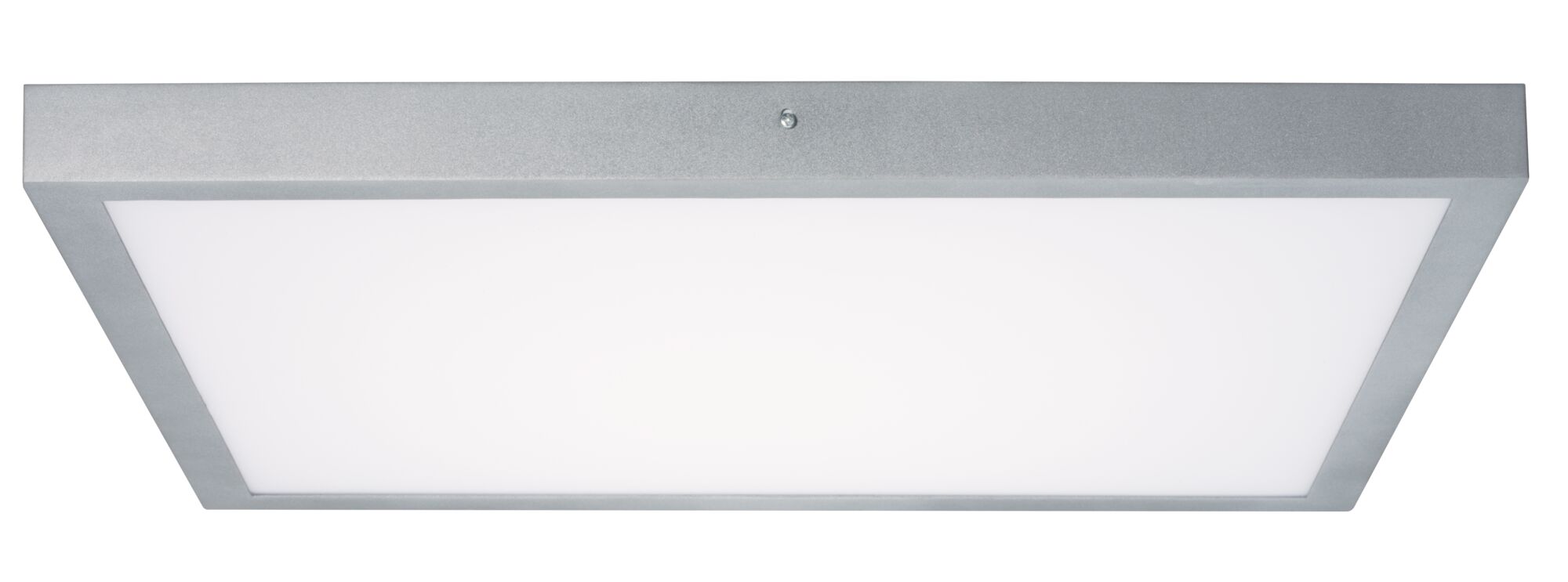 Rectangular LED ceiling light with silver aluminum frame and white diffuser for modern lighting