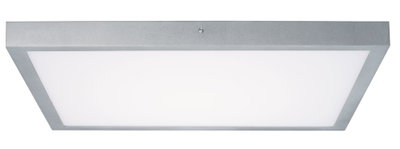 Rectangular LED ceiling light with silver aluminum frame and white diffuser for modern lighting