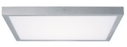 Rectangular LED ceiling light with silver aluminum frame and white diffuser for modern lighting