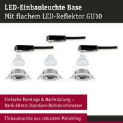 LED-Einbauleuchte Base mit schwarzem Kabel und weißem GU10 LED-Reflektor für einfache Montage