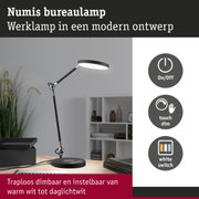 Moderne zwarte LED-bureaulamp met touch dimmer en witte schakelaar voor traploze helderheid