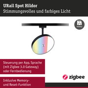 URail Spot Hildor LED-Schiene in Schwarz mit farbigem Licht und Zigbee Steuerung