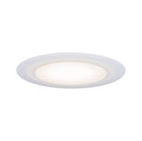 Round white plastic LED ceiling light with warm white illumination for modern room lighting