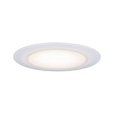 Rund LED-loftlampe i hvid plastik med varmt hvidt lys til moderne rumbelysning