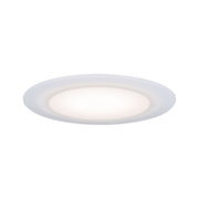 Rundes LED-Deckenpanel aus weißem Kunststoff mit warmweißem Licht für moderne Raumbeleuchtung