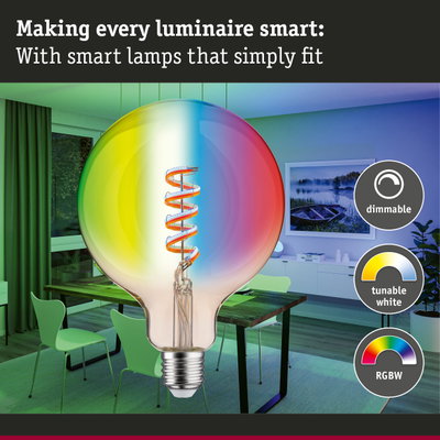 Colourful LED light bulb with dimmable and tunable white features for smart home lighting