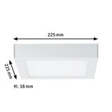 Plafonnier LED carré blanc en plastique de 225 mm de côté et 38 mm de hauteur