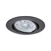 Schwarzer Einbaustrahler aus Metall mit klarem Glas und LED-Licht für moderne Innenbeleuchtung