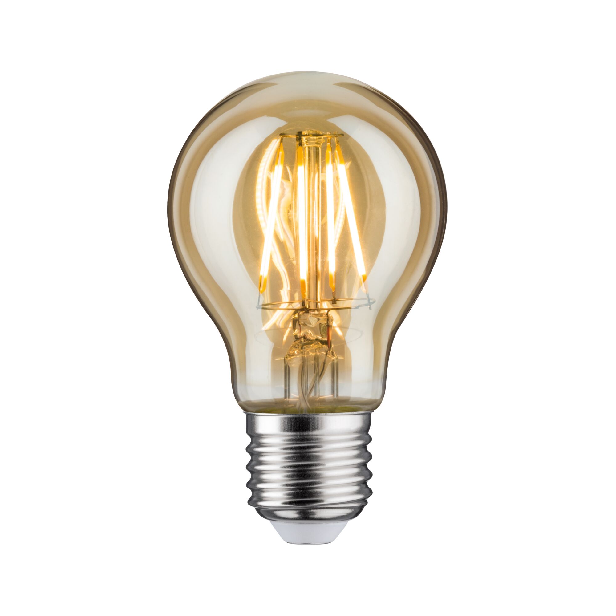 LED light bulb with warm white light and transparent amber glass for energy-efficient lighting