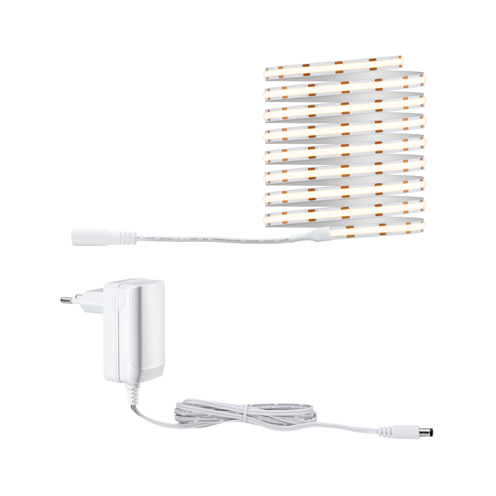 SimpLED Strip LED Full-Line COB Kit complet 3m 11W 500lm/m 384 LEDs/m 3000K 12VA Bande LED blanche avec adaptateur secteur et câble pour solutions d'éclairage intérieur flexibles