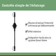 Adaptateur de contrôle d'éclairage noir avec câble pour réglage simple de la lumière par télécommande