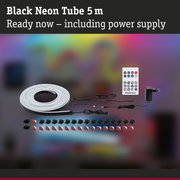 Black 5 m neon LED tube with remote and power supply, flexible lighting strip for rooms