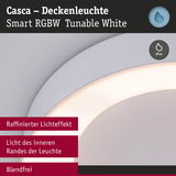 Weiße Casca Deckenleuchte aus Kunststoff mit smartem RGBW Licht und blendfreiem Effekt